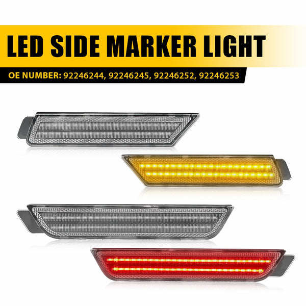 LED Side Marker Light for Chevrolet Camaro 2010-2015, Clear Lens, Amber/Red, Turn Signal