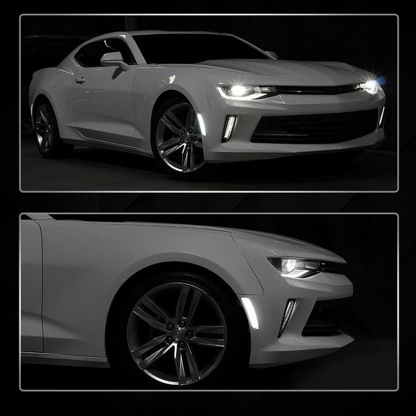 LED Side Marker Light for Chevrolet Camaro 2016-2022, Clear Lens, White, Front & Rear