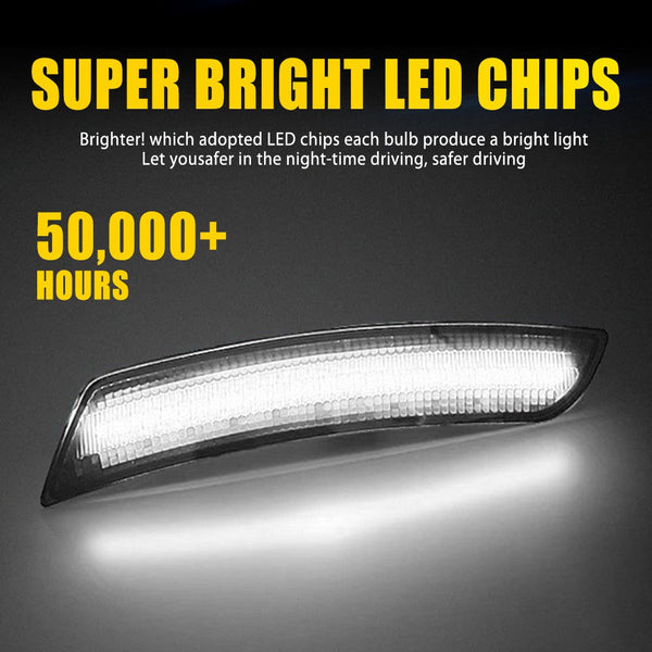 LED Side Marker Light for Chevrolet Camaro 2016-2024, Smoked Lens, White, Front