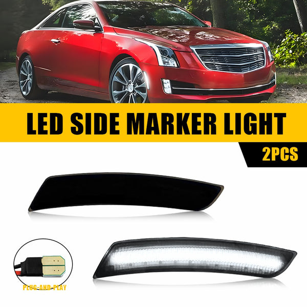 LED Side Marker Light for Chevrolet Camaro 2016-2024, Smoked Lens, White, Front
