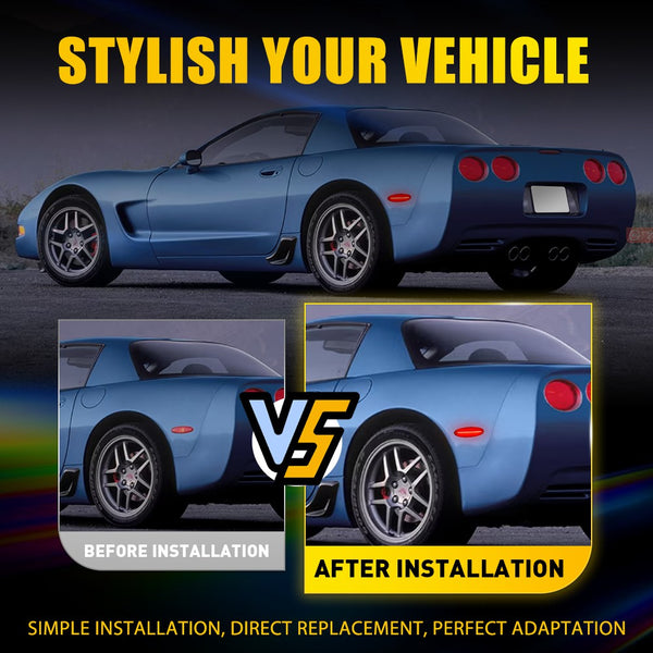 LED Side Marker Light for Chevrolet Corvette C5 1997-2004, Red Lens