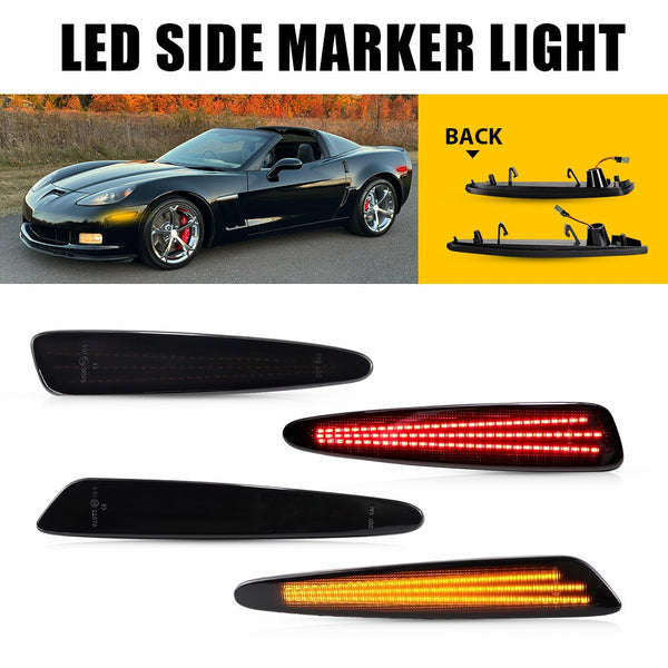 LED Side Marker Light for Chevrolet Corvette C6 2005-2013, Amber/Red
