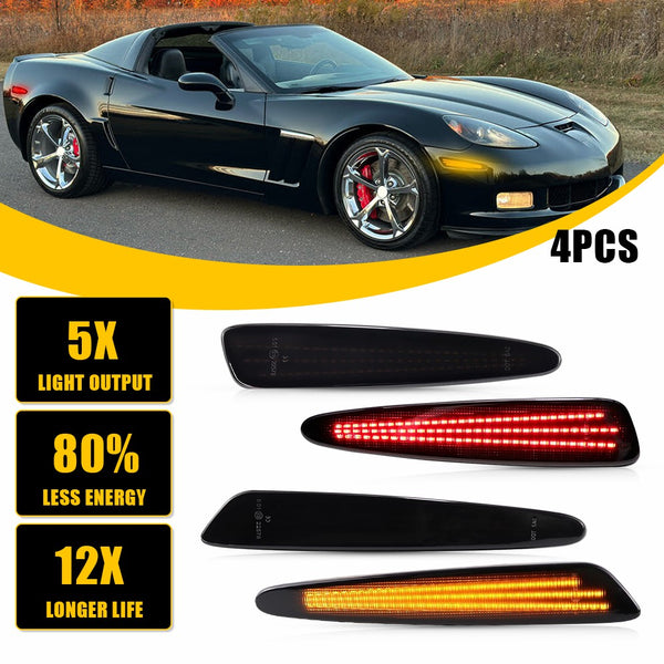 LED Side Marker Light for Chevrolet Corvette C6 2005-2013, Amber/Red