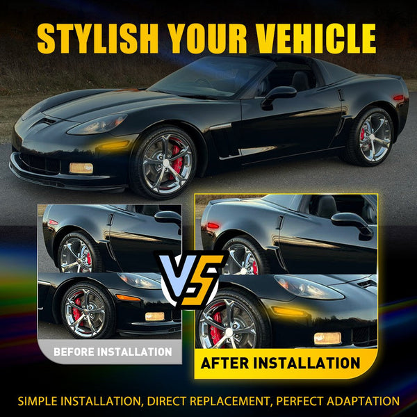 LED Side Marker Light for Chevrolet Corvette C6 2005-2013, Amber/Red