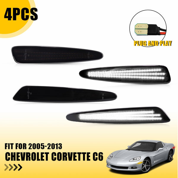 LED Side Marker Light for Chevrolet Corvette C6 2005-2013, Smoked Lens