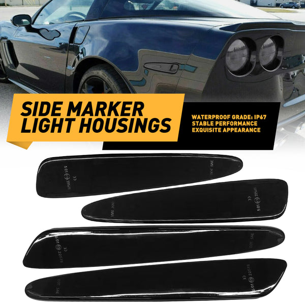 LED Side Marker Light for Chevrolet Corvette C6 2005-2013, Smoked Lens, Front & Rear
