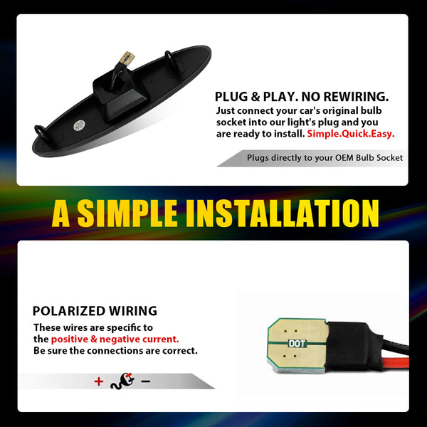 LED Side Marker Light for Chevy Corvette C5 1997-2004, Smoked Lens, White, Rear