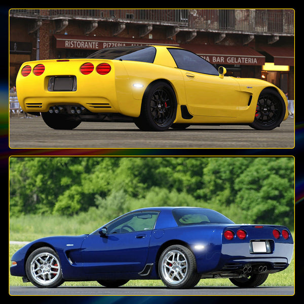 LED Side Marker Light for Chevy Corvette C5 1997-2004, Smoked Lens, White, Rear