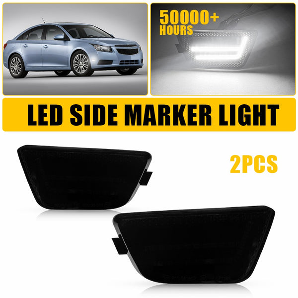 LED Side Marker Light for Chevy Cruze 2011-2015, Smoked Lens, White, Front Strip