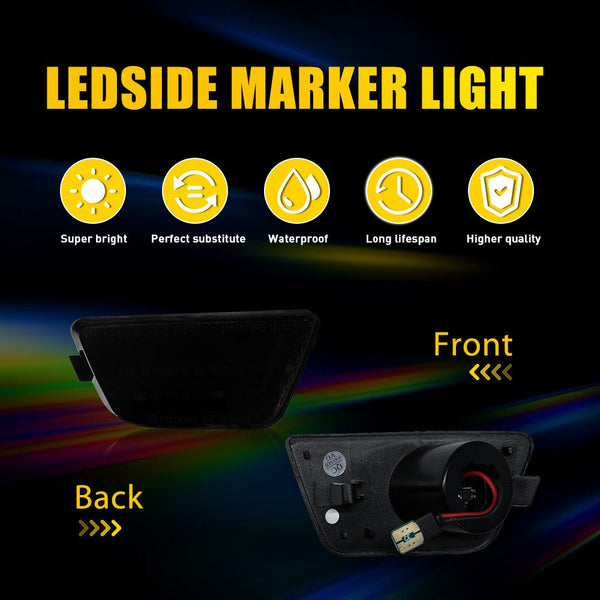 LED Side Marker Light for Chevy Cruze 2011-2015, Smoked Lens, White, Front Strip