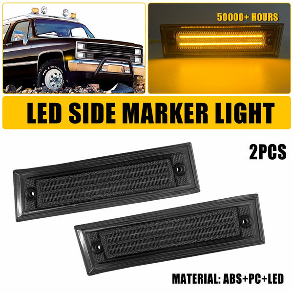 LED Side Marker Light for Chevy K10/K20/K30 1981-1986, Smoked Lens, Amber