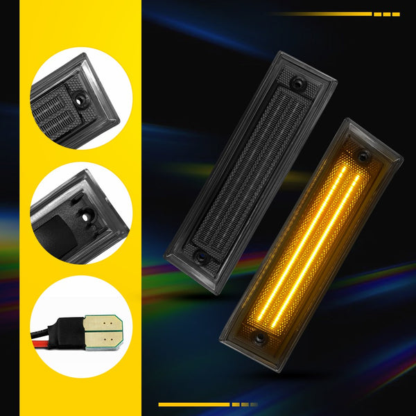 LED Side Marker Light for Chevy K10/K20/K30 1981-1986, Smoked Lens, Amber