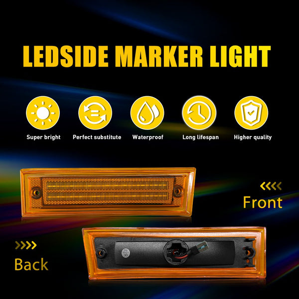 LED Side Marker Light for Chevy K5 Blazer/C10/Suburban & GMC 1981-1991, Amber, Front