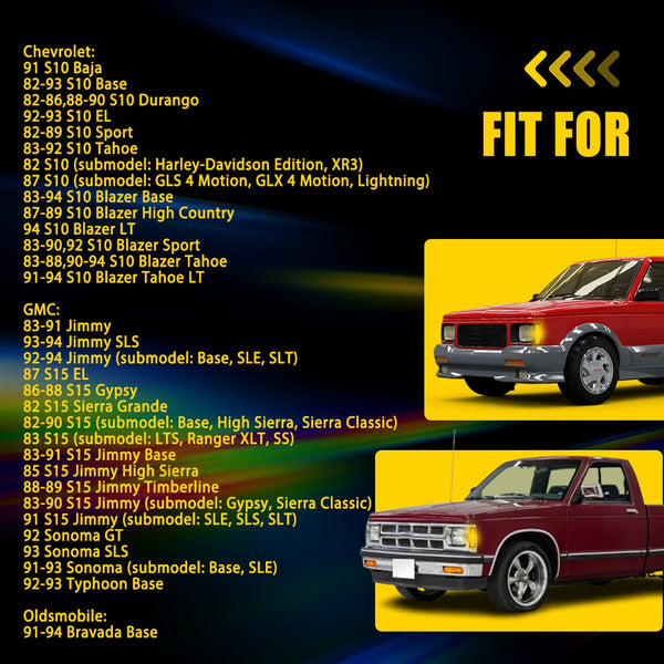 LED Side Marker Light for Chevy S10 Blazer/GMC S15 Jimmy 1983-1994, Smoked Lens, Front Park/Signal