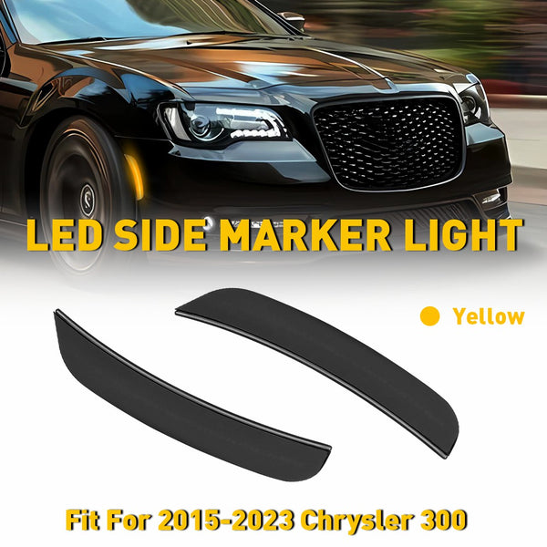 LED Side Marker Light for Chrysler 300 2015-2023, Smoked Lens, Amber, Front
