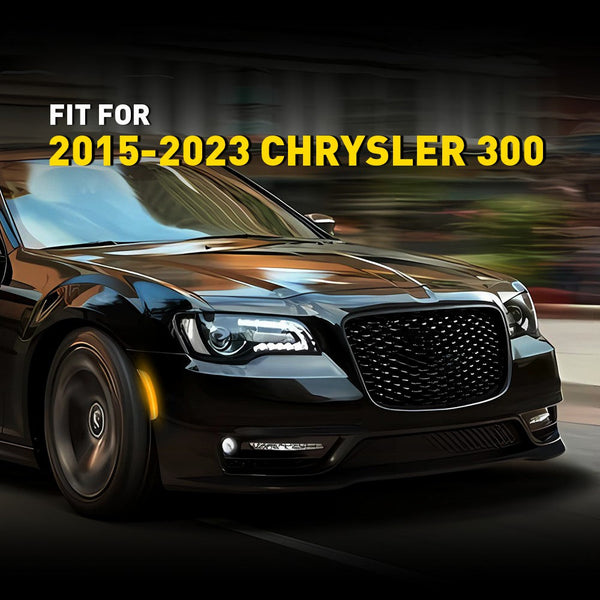 LED Side Marker Light for Chrysler 300 2015-2023, Smoked Lens, Amber, Front