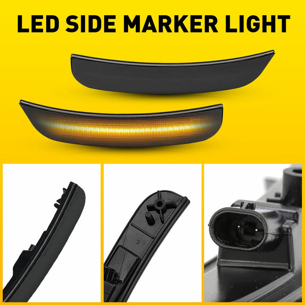 LED Side Marker Light for Chrysler 300 2015-2023, Smoked Lens, Amber, Front