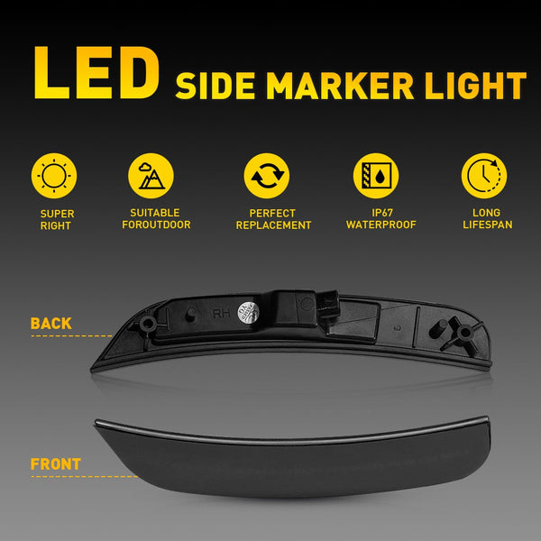 LED Side Marker Light for Chrysler 300 2015-2023, Smoked Lens, Rear L&R