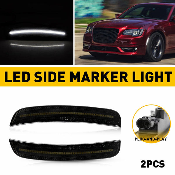 LED Side Marker Light for Chrysler 300 2015-2023, White, Front, Smoked Lens