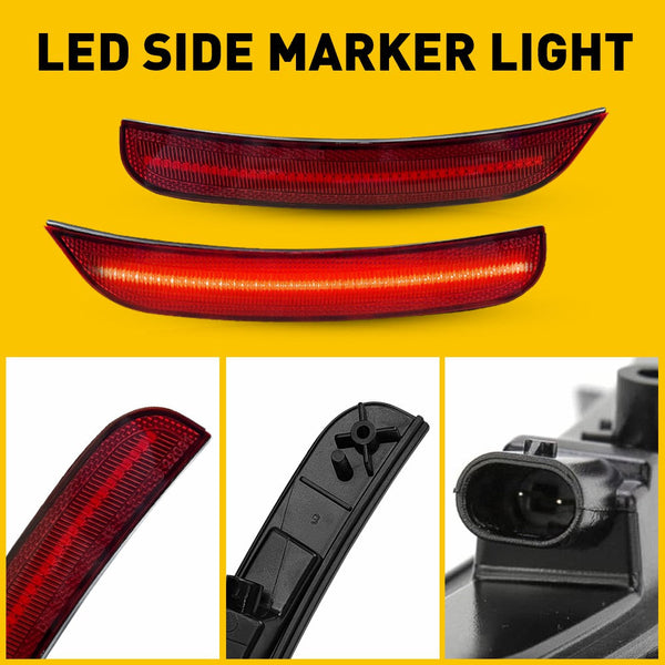 LED Side Marker Light for Chrysler 300 2015-2025, Red Lens, Rear Bumper, L&R