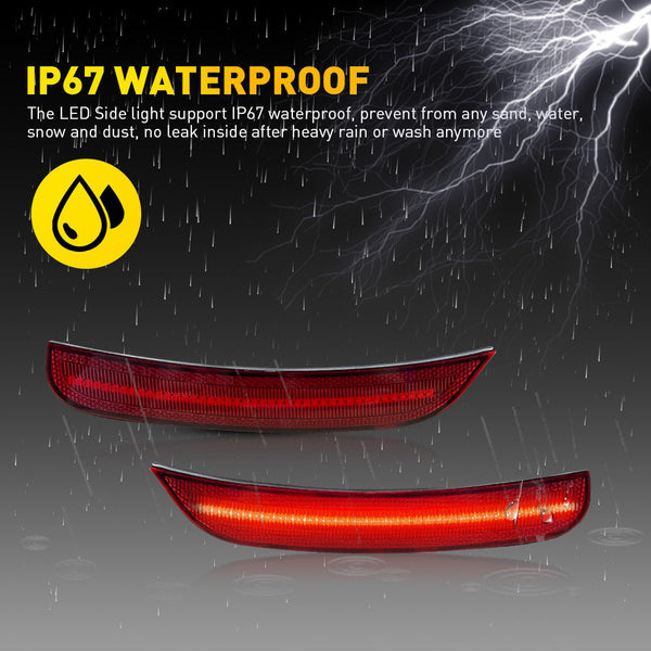 LED Side Marker Light for Chrysler 300 2015-2025, Red Lens, Rear Bumper, L&R