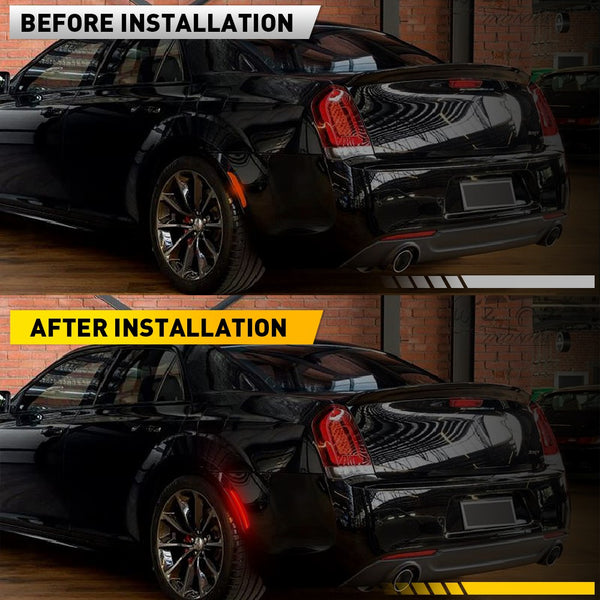 LED Side Marker Light for Chrysler 300 2015-2025, Red Lens, Rear Bumper, L&R