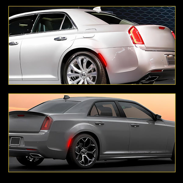 LED Side Marker Light for Chrysler 300 2015-2025, Red Lens, Rear Bumper, L&R