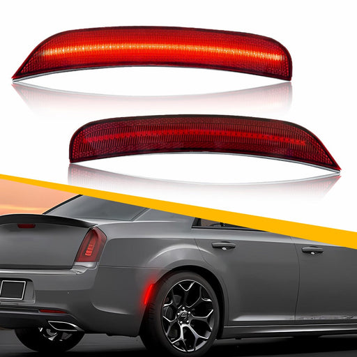 LED Side Marker Light for Chrysler 300 2015-2025, Red Lens, Rear Bumper, L&R