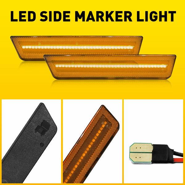 LED Side Marker Light for Dodge Challenger 2008-2014, Amber Lens, Fender