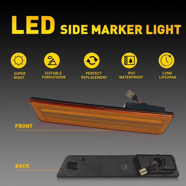 LED Side Marker Light for Dodge Challenger 2008-2014, Amber Lens, Fender