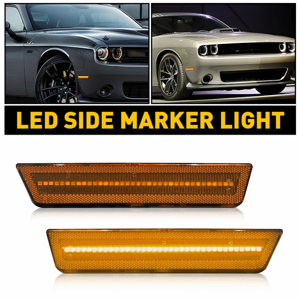 LED Side Marker Light for Dodge Challenger 2008-2014, Amber Lens, Fender