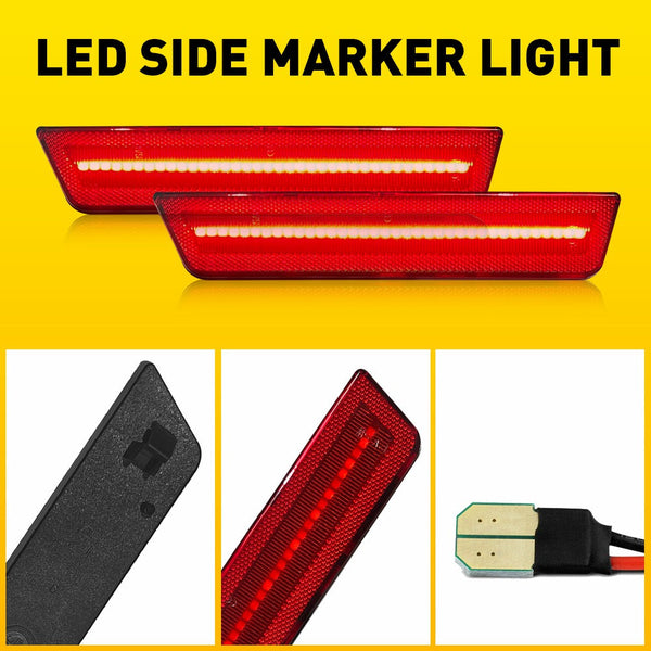 LED Side Marker Light for Dodge Challenger 2008-2014, Red, Rear
