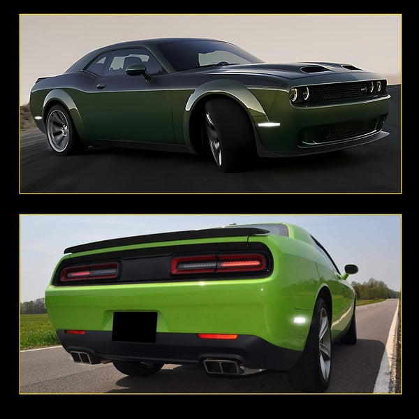 LED Side Marker Light for Dodge Challenger 2015-2022, Smoked Lens, Rear Bumper