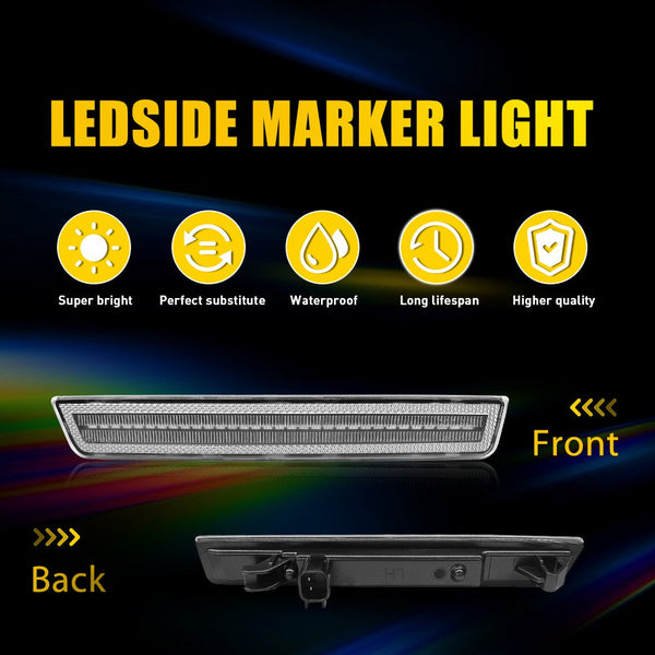 LED Side Marker Light for Dodge Challenger 2015-2023, Clear Lens, Amber, Front