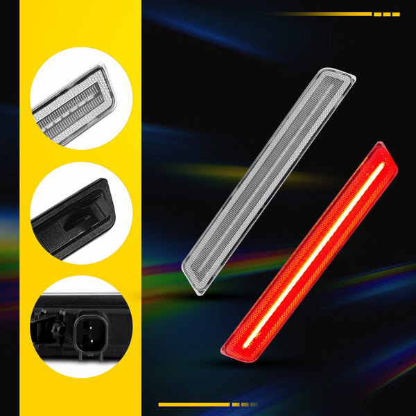 LED Side Marker Light for Dodge Challenger 2015-2023, Red, Rear, Clear Lens