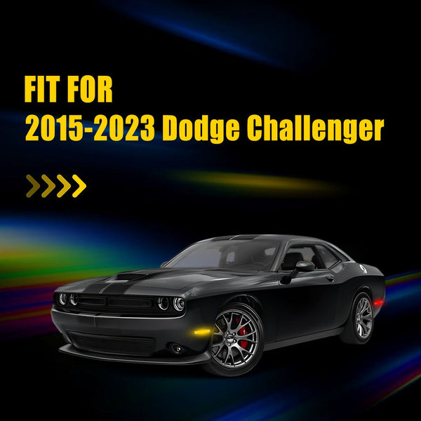 LED Side Marker Light for Dodge Challenger 2015-2023, Red, Rear, Clear Lens