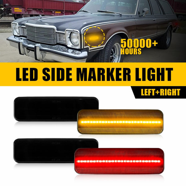 LED Side Marker Light for Dodge Charger 1972-1974 & 1984-1987, Smoked Lens, Front & Rear
