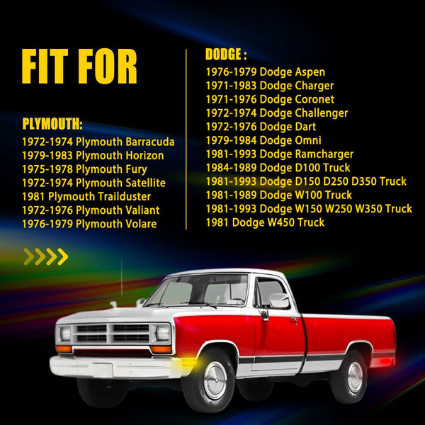 LED Side Marker Light for Dodge Charger 1972-1974 & 1984-1987, Smoked Lens, Front & Rear