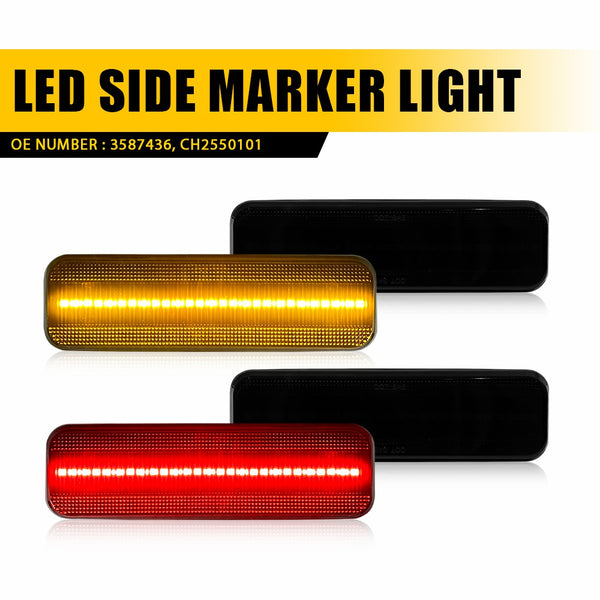 LED Side Marker Light for Dodge Charger 1972-1974 & 1984-1987, Smoked Lens, Front & Rear