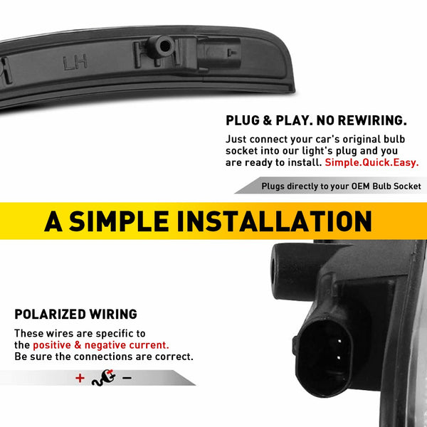 LED Side Marker Light for Dodge Charger 2015-2022, Clear Lens, White, Front & Rear