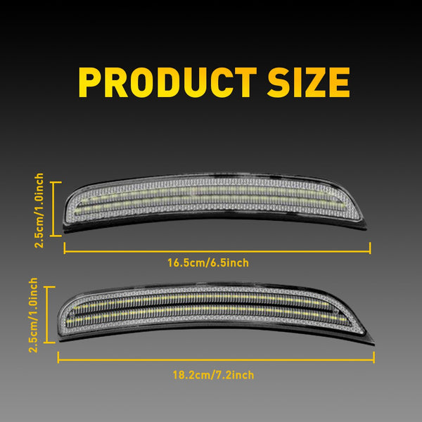 LED Side Marker Light for Dodge Charger 2015-2022, Clear Lens, White, Front & Rear