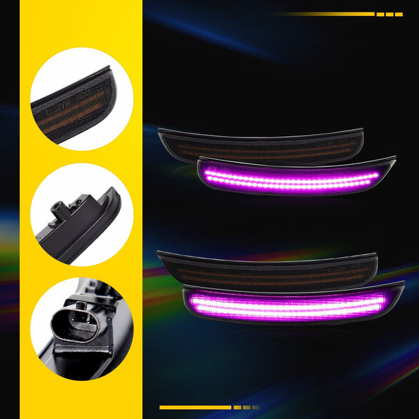 LED Side Marker Light for Dodge Charger 2015-2022, Pink/Purple, Front & Rear