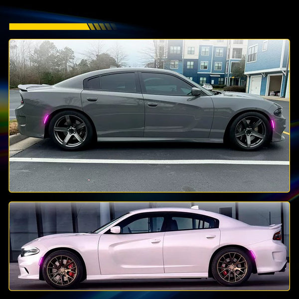 LED Side Marker Light for Dodge Charger 2015-2022, Pink/Purple, Front & Rear