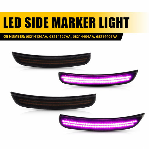 LED Side Marker Light for Dodge Charger 2015-2022, Pink/Purple, Front & Rear