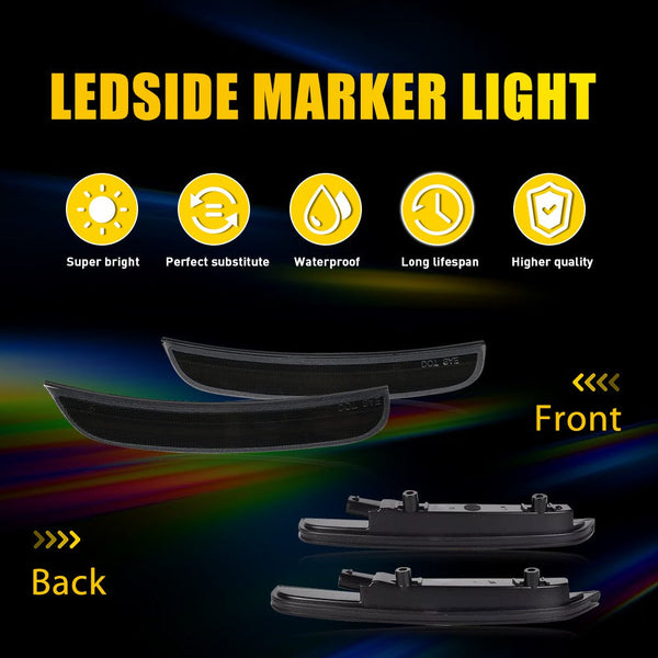 LED Side Marker Light for Dodge Charger 2015-2022, Red/White, Front & Rear, Left & Right