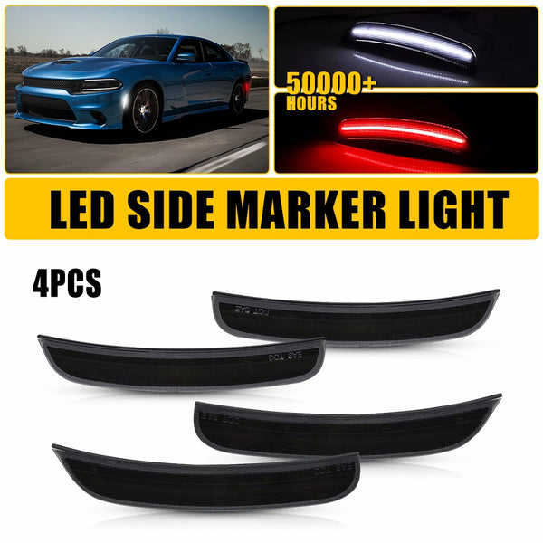 LED Side Marker Light for Dodge Charger 2015-2022, Red/White, Front & Rear, Left & Right