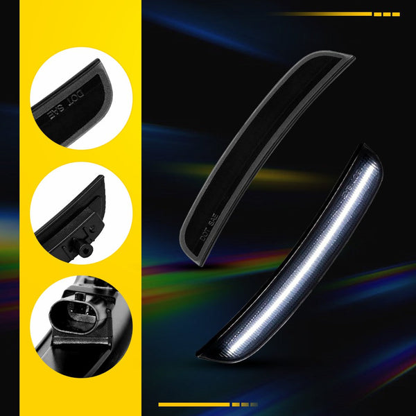 LED Side Marker Light for Dodge Charger 2015-2022, Smoked Lens, White, Front Bumper