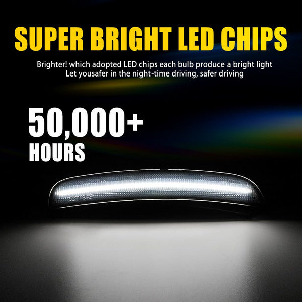 LED Side Marker Light for Dodge Charger 2015-2022, Smoked Lens, White, Front Bumper