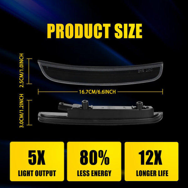 LED Side Marker Light for Dodge Charger 2015-2022, Smoked Lens, White, Front Bumper