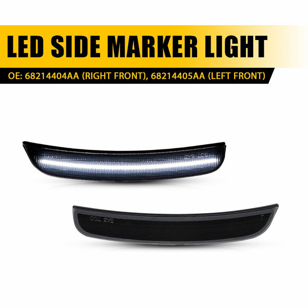 LED Side Marker Light for Dodge Charger 2015-2022, Smoked Lens, White, Front Bumper